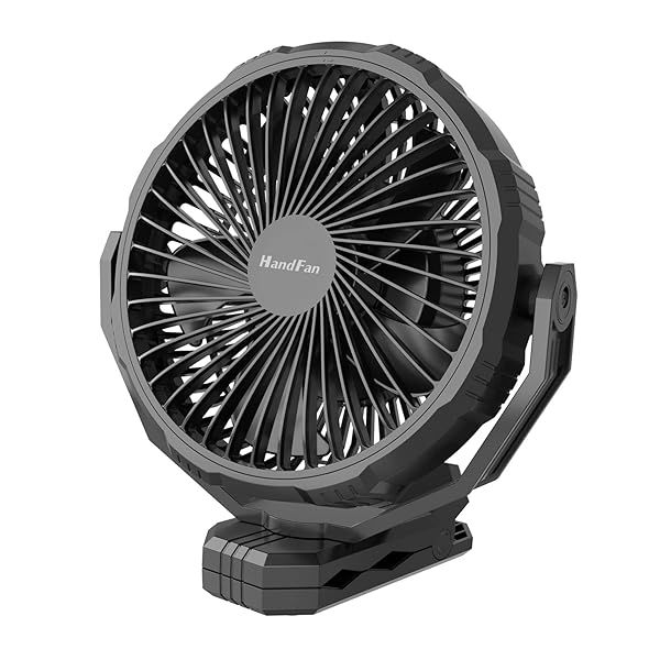 Upgraded 10000mAh HandFan: Portable Clip-On Golf Cart Fan for Camping, Beach, RV & Office - 8 Inch Rechargeable & Cordless