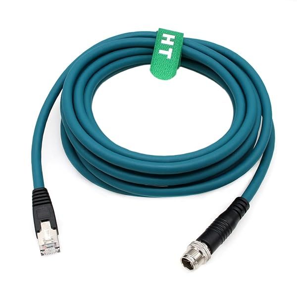 HangTon M12 Ethernet 8 Pin X Coded RJ45 CAT7e Cable for High-Speed Cameras & Sensors - 2 Meter