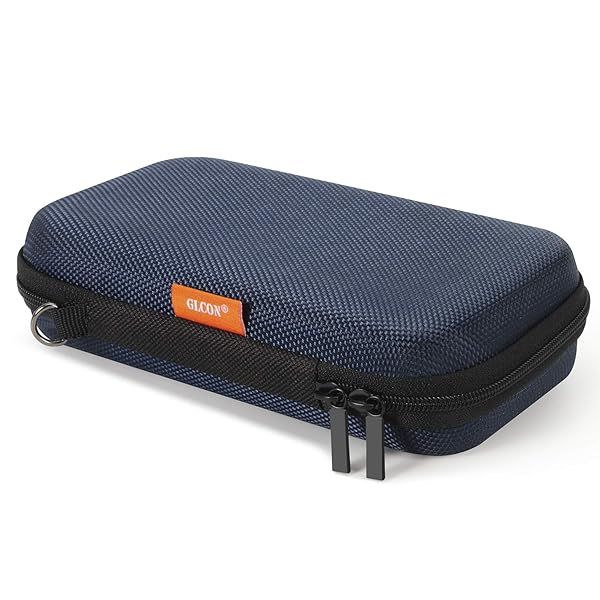 GLCON Hard EVA Protective Case: Portable Storage for Cables, Power Banks & More - Travel-Friendly with Mesh Pocket & Zipper (Grey Blue)