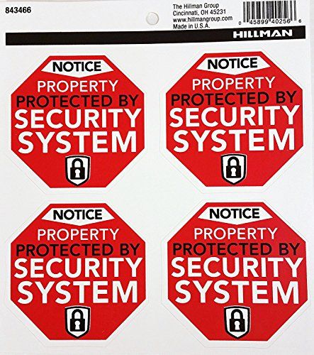 Buy Hillman 843466 Security System Decals - 4-Pack Black, Red & White - Protect Your Property Today!