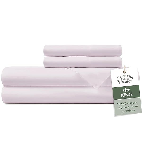 Luxury King Size Bamboo Bed Sheet Set - 4 Piece Cooling & Breathable Bedding in Light Pink