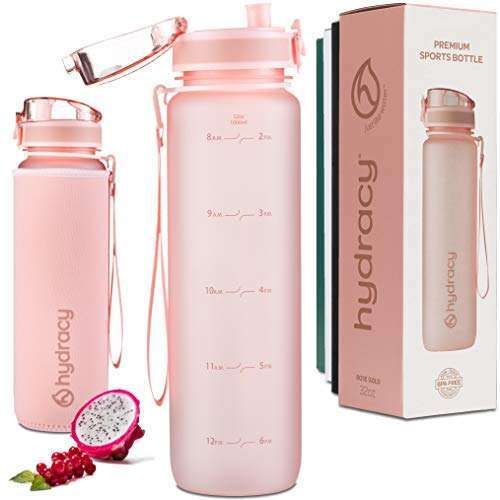 Hydracy 32oz Water Bottle with Time Marker & Fruit Infuser - BPA Free, Leak Proof, Perfect for Fitness & Outdoor Activities