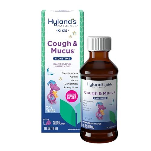 Hyland's Kids Nighttime Cough Syrup: Grape Flavor Relief for Cough, Mucus & Sleep (Ages 2-12)