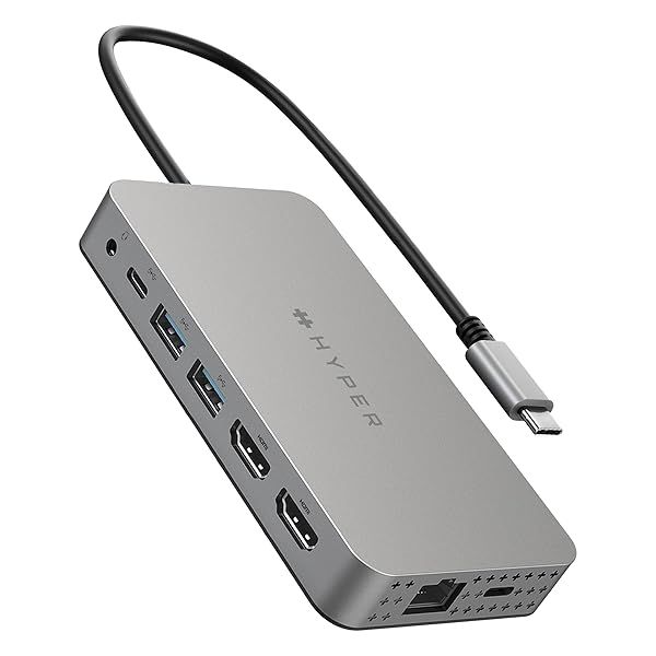 HyperDrive 4K Dual HDMI USB-C Hub for M1 MacBook: 10-in-1 Connectivity with Power Delivery & Dual 4K Support