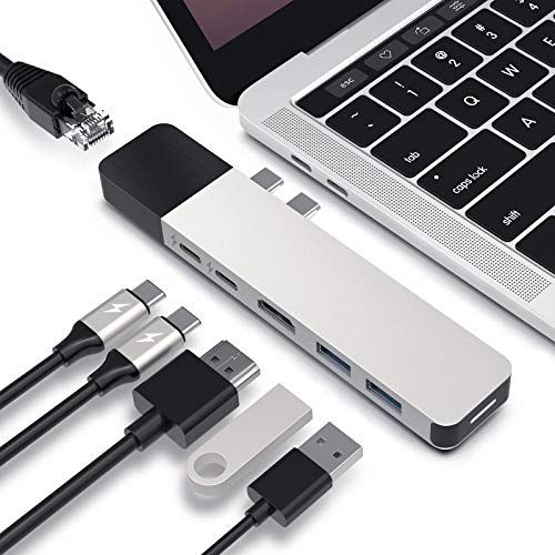 HyperDrive USB C Hub for MacBook Pro/Air: 6-in-2 Multi-Port Dongle with 4K HDMI, Gigabit Ethernet & 100W Power Delivery