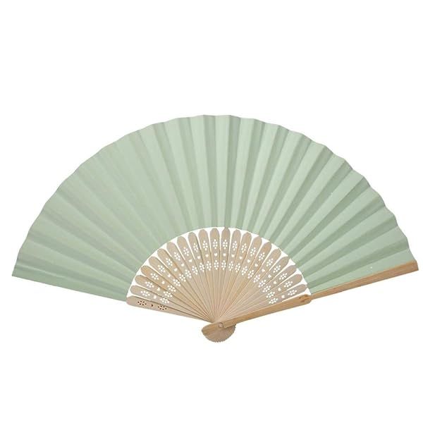 Hztyyier Light Green Folding Fan - Handheld Paper Fan for Weddings, Festivals & Parties | Elegant Performance Decoration