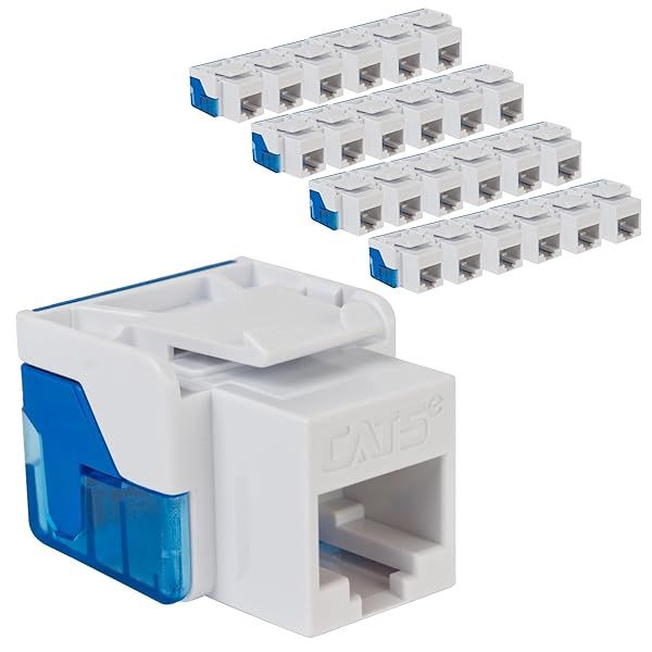 ICC CAT5e Keystone Jack 25-Pack - UL Listed RJ45 Ethernet Connector for Wall Plates & Patch Panels - PoE++ Compatible