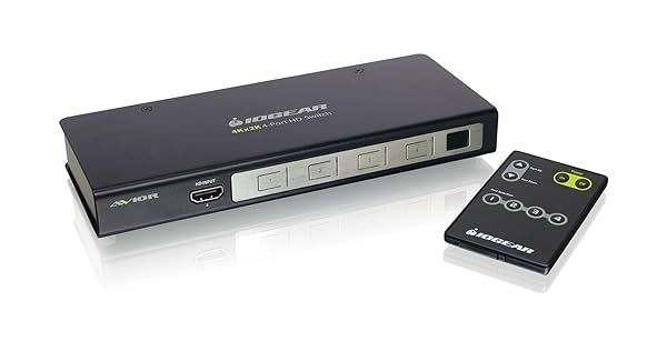 IOGEAR 4-Port HDMI Switch GHSW8241 - 4K @ 30Hz, True HD, DTS HD, Auto-Switching & IR Remote Control