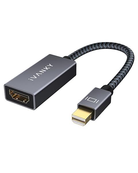 IVANKY Mini DisplayPort to HDMI Adapter - Gold-Plated, Braided, Compatible with MacBook, Surface Pro, Monitor & Projector