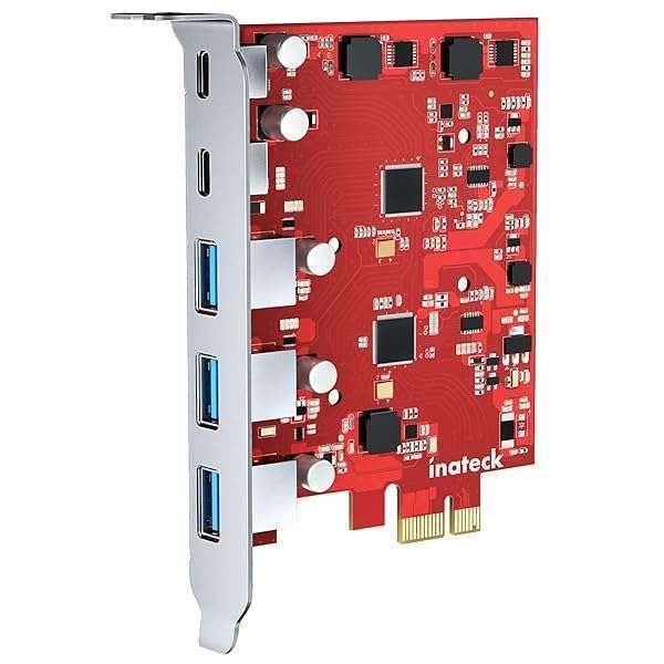 Inateck PCIe to USB 3.2 Gen 2 Extension Card - 5 Ports, 8 Gbps, No Power Needed | RedComets U25