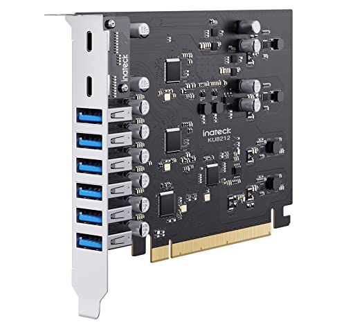 Inateck USB PCIe Card KU8212: 16 Gbps, 8 Ports, USB 3.2 Gen 2 for Fast Data Transfer
