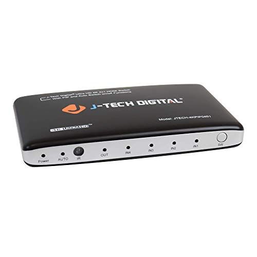 J-Tech Digital 4K HDMI Switch: 4 Ports, PIP, IR Remote & Auto Switch - Control4 Compatible