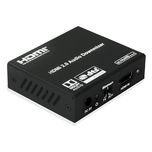 J-Tech Digital HDMI 2.0 Audio Extractor: 4K 60Hz, Dolby Decoding, SPDIF & RCA - JTECH-EXD2