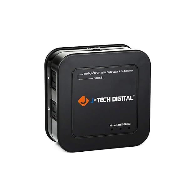 J-Tech Digital Optical Splitter 1x3: Toslink SPDIF Audio Splitter for LPCM2.0, DTS & Dolby Digital - Perfect for TV
