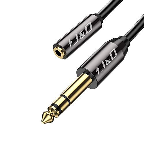 J&D 6.35mm to 3.5mm Headphone Jack Adapter - 3ft Gold Plated Stereo Audio Cable for Guitar Amps & Headphones