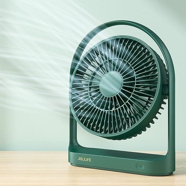 JISULIFE Portable Desk Fan: 4-Speed, Ultra Quiet, 15-Hour Battery Life - Perfect for Office, Room & Travel (Green)