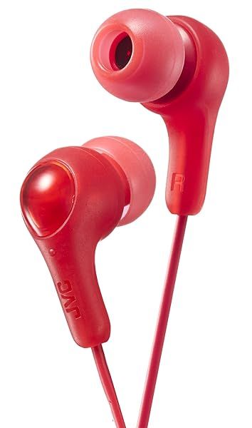 JVC Gumy HAFX7RN Red Earbud Headphones: Powerful Sound & Comfortable Fit with Silicone Ear Pieces S/M/L