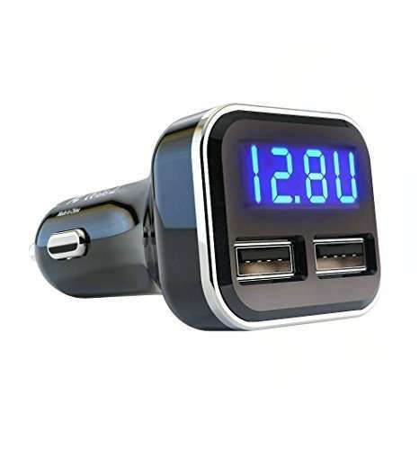 Jebsens 4.8A Dual USB Car Charger with Volt Meter - Fast Charge iPhone 15 Pro Max, Samsung Galaxy S24 & More!