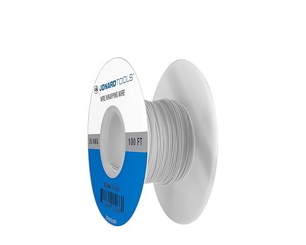 Jonard Tools R28W-0100: 28 AWG White Insulated Kynar Copper Wire Roll - 100 ft Length for Reliable Electrical Projects