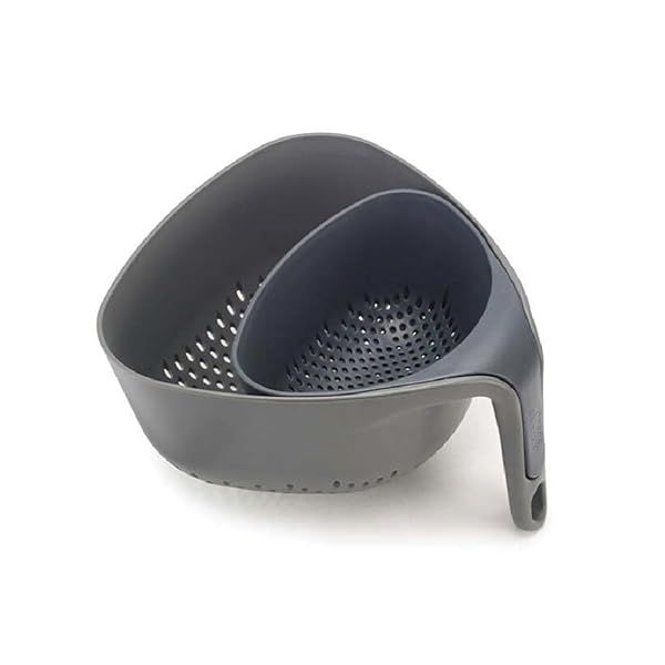 Joseph Joseph Nest Colanders Set - Stackable 2-Piece with Easy-Pour Corners & Vertical Handle in Gray