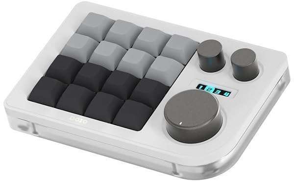KEEBMONKEY Megalodon Triple Knob Macro Pad: Programmable 16-Key Mini Keyboard in White