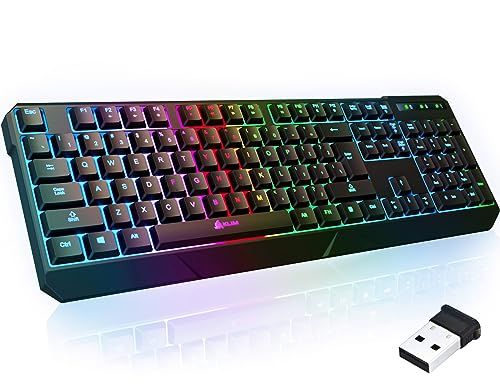 KLIM Chroma Wireless Gaming Keyboard: RGB Backlit, Ergonomic, Water-Resistant, Long Battery Life for PC, PS5, PS4, Xbox One & Mac