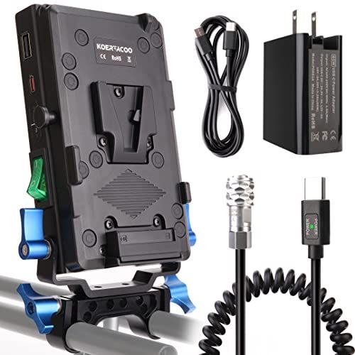 KOERTACOO V-Mount Battery Plate & USB-C PD Cable for BMPCC 4K/6K - Power Supply Splitter Adapter