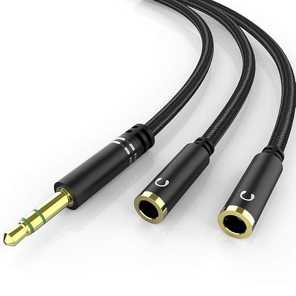 KOOPAO 3.5mm Headphone Jack Splitter: 1 Male to 2 Female Audio Splitter for All Devices