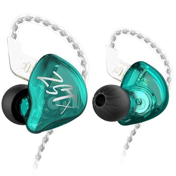 KZ ZSTX Hybrid 1BA 1DD In-Ear Monitors - HiFi Earbuds with Balanced Armature & Dynamic Drivers (Cyan, No Mic)