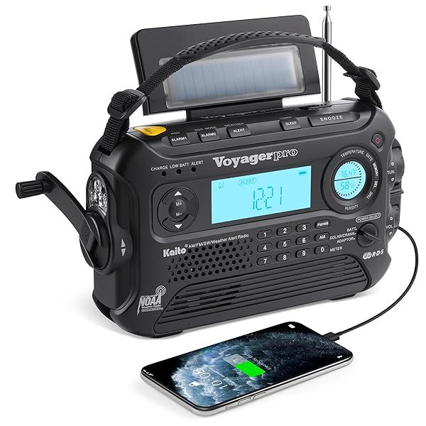 Buy Kaito Voyager Pro KA600: Solar Dynamo Emergency Radio with Flashlight & Phone Charger - AM/FM/LW/SW & NOAA Alerts