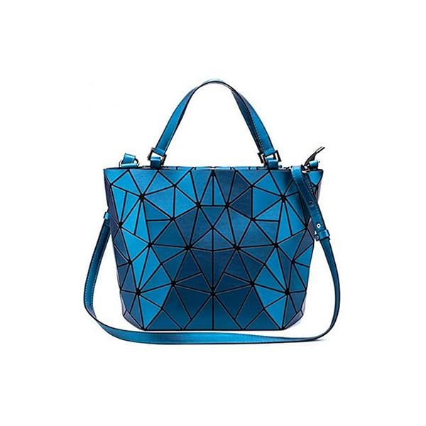 Shop Kbinter Geometric Luminous Handbags: Eco-Friendly Rainbow Holographic Purses in Blue