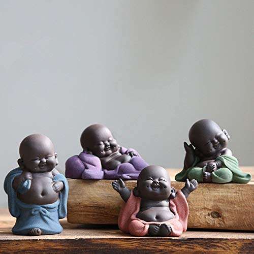 Adorable Smiling Buddha Statues - Kingzhuo's Cute 4-Piece Figurine Set for Happiness & Gifting