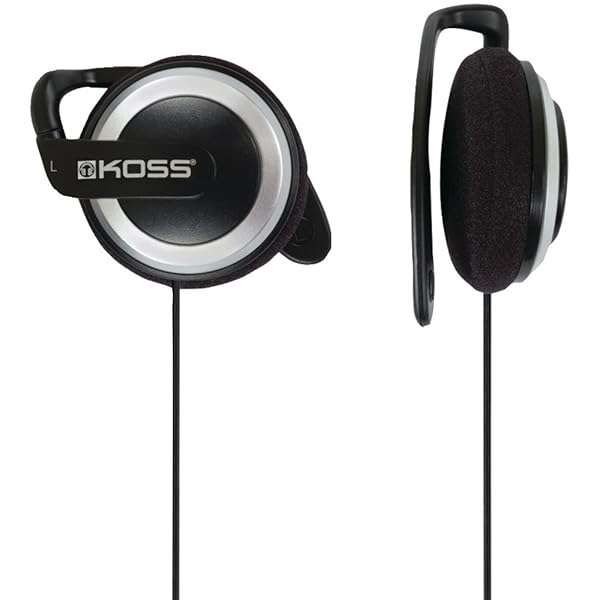 Koss KSC21 SportClip Clip-On Headphones in Black - Best Sound & Comfort for Sports
