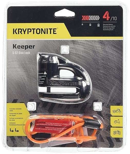 Kryptonite 000877 Keeper 5s Black Chrome Disc Lock - Secure Your Bike with Top-Rated Protection