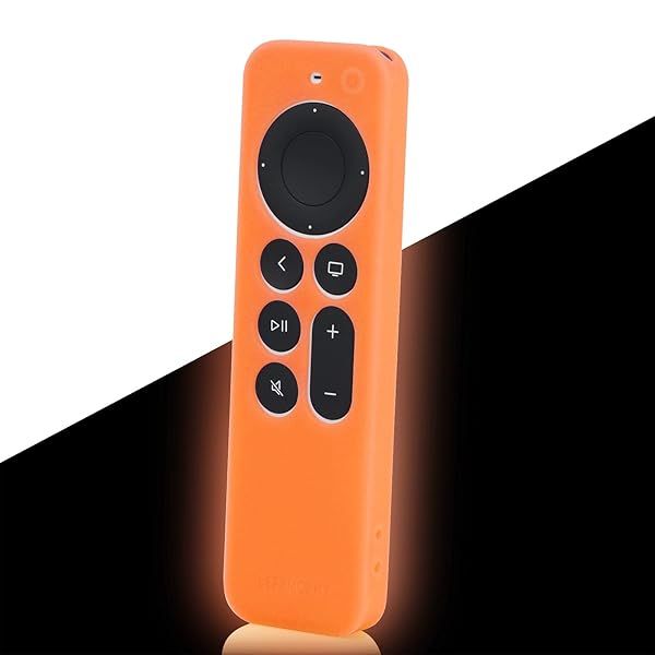 LEFXMOPHY Silicone Case for Apple TV 4K Siri Remote 2021-2024 - Glow Orange, Easy to Find with Lanyard