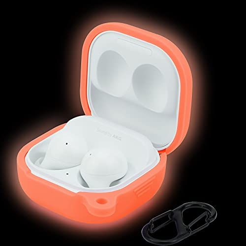 LEFXMOPHY Galaxy Buds 2 & Pro Case - Glow in Dark Orange Silicone Protector for Wireless Earbuds