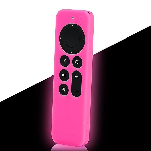 LEFXMOPHY Pink Silicone Remote Case for Apple TV 2024 - Anti-Slip, Shockproof, Glow in Dark for Siri 2nd & 3rd Gen
