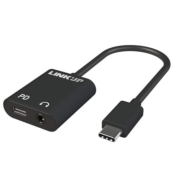 LINKUP USB-C to 3.5mm Audio Adapter with Power Charging | Compatible with MacBook Pro, iPad Pro, Dell XPS, and More
