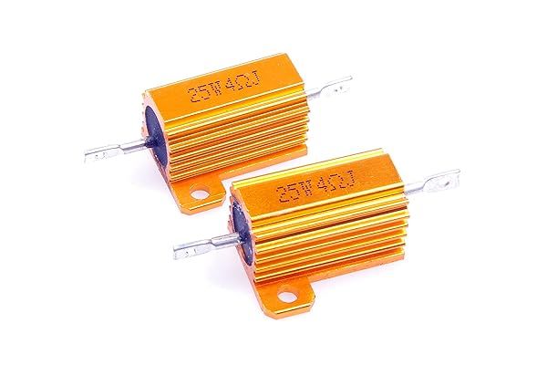 LM YN 25W 4 Ohm Wirewound Resistor - Aluminium Shell, Gold Finish (Pack of 2) for Electronics
