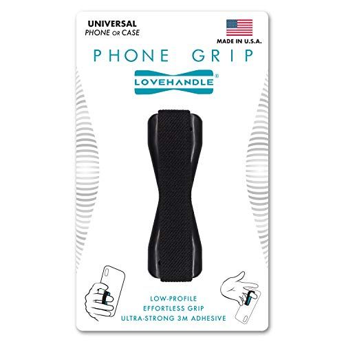 LOVEHANDLE Universal Phone Grip: Black Elastic Strap for Smartphones & Mini Tablets - Secure & Stylish