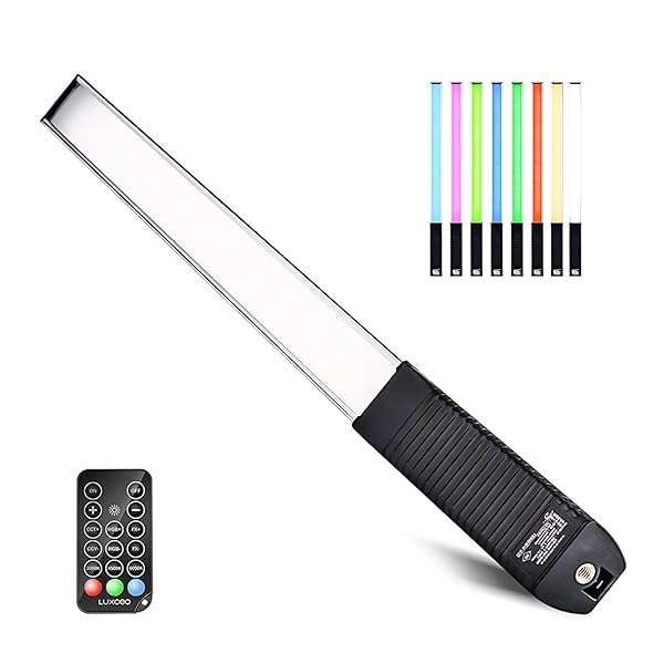 Portable LUXCEO RGB LED Photography Light Wand - 1000 Lumens, CRI 95+, USB Rechargeable, Remote Control & 36 Colors