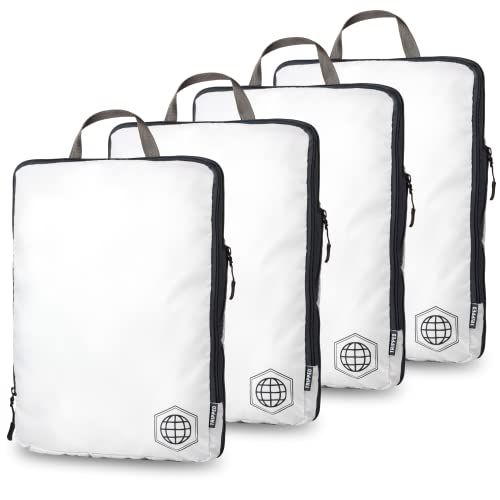 Extra Large Compression Packing Cubes - 4 Piece Ultralight Travel Organizers by TRIPPED Travel Gear