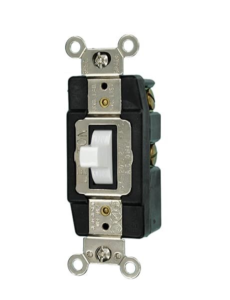 Leviton 1256 15 Amp Toggle Switch - Heavy Duty Momentary Contact, Grounding, White, 120/277 Volt
