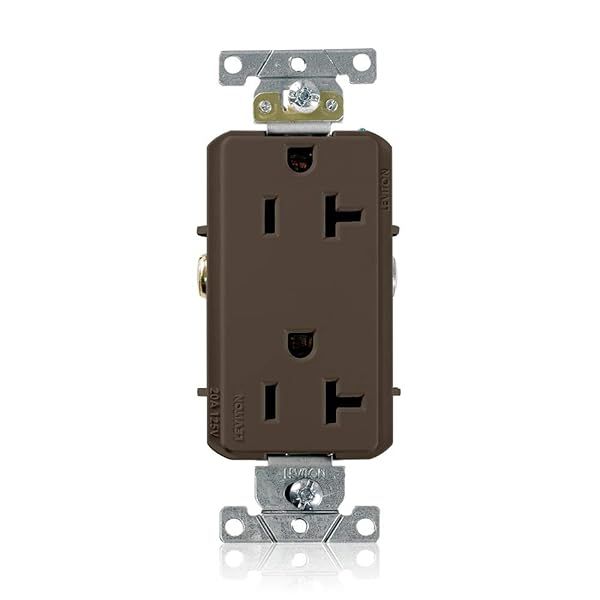 Leviton 16352 20-Amp Decora Plus Duplex Receptacle - Commercial Grade, Self-Grounding, Brown
