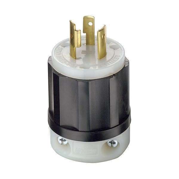 Leviton 2321 Locking Plug: 20 Amp, 250 Volt NEMA L6-20P, Industrial Grade, Black-White