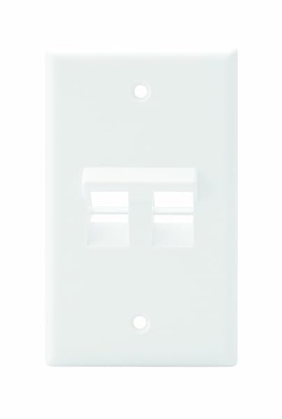 Leviton 41081-2WP Angled QuickPort Wallplate 2-Port - White Single Gang for Easy Installation
