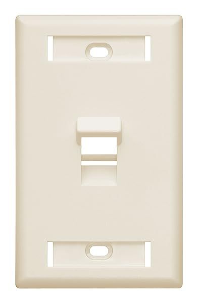 Leviton 42081-1TS Angled QuickPort Wallplate - Light Almond, 1-Port with ID Windows