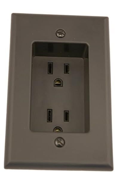 Leviton 689-E 15 Amp Recessed Duplex Receptacle - Black, Residential Grade, Easy Screw Mounting