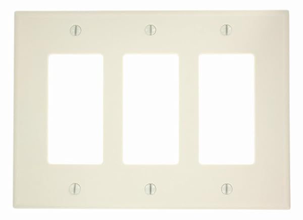 Leviton 80611-T 3-Gang Decora Wallplate in Light Almond - GFCI Device Cover, 1 Count