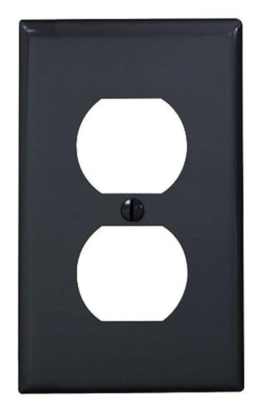 Leviton 80703-E Black 1-Gang Duplex Wallplate - Durable Thermoplastic Nylon Device Mount